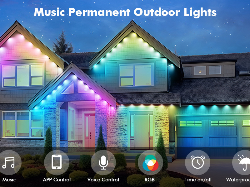 Music Smart Eave Light with Built‑In Speaker – RGB WiFi Outdoor Lighting